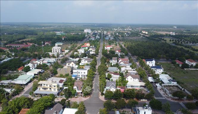 Toàn cảnh khu vực trung tâm Trung tâm hành chính xã Tân Khai, 1 trong 10 xã vừa được HĐND tỉnh Đồng Nai thông qua nghị quyết tán thành chủ trương thành lập các phường của tỉnh. Ảnh: Đậu Tất Thành - TTXVN
