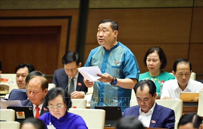 Đại biểu Quốc hội tỉnh Vĩnh Long Thạch Phước Bình phát biểu. Ảnh: Minh Đức - TTXVN