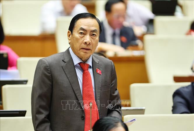 Đại biểu Quốc hội tỉnh Đồng Tháp Phạm Văn Hòa phát biểu. Ảnh: Minh Đức - TTXVN