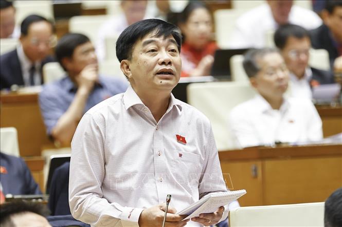 Đại biểu Quốc hội tỉnh Đồng Tháp Nguyễn Minh Sơn phát biểu. Ảnh: Doãn Tấn - TTXVN