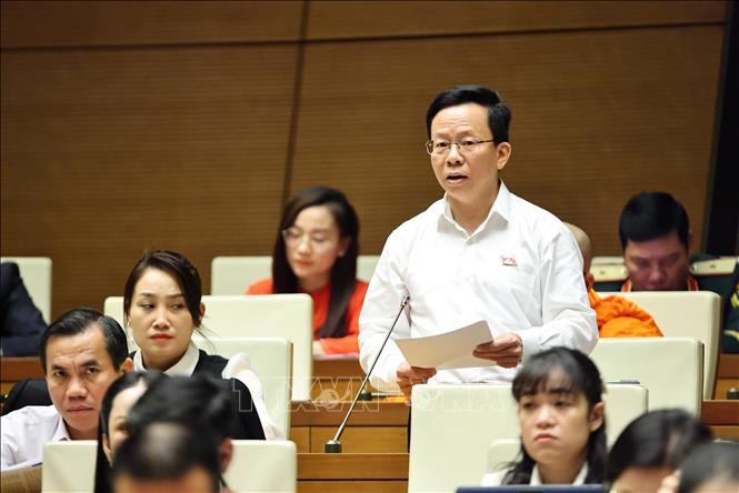 Đại biểu Quốc hội thành phố Cần Thơ Lê Minh Nam phát biểu. Ảnh: Minh Đức - TTXVN
