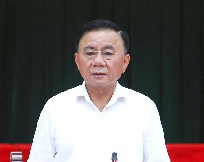 Đồng chí Trần Cẩm Tú, Uỷ viên Bộ Chính trị, Thường trực Ban Bí thư phát biểu chỉ đạo hội nghị. Ảnh: Phương Hoa - TTXVN