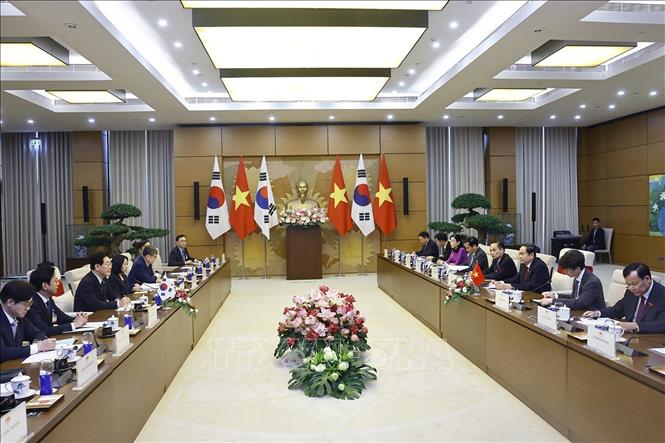  Chủ tịch Quốc hội Trần Thanh Mẫn hội kiến Tổng thống Hàn Quốc Lee Jae Myung. Ảnh: Doãn Tấn - TTXVN