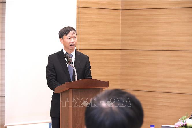 Thứ trưởng Bộ Khoa học và Công nghệ Hoàng Minh phát biểu khai mạc. Ảnh: Khánh Vân - PV TTXVN tại Hàn Quốc 