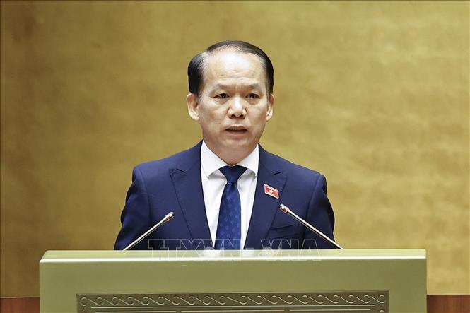 Bộ trưởng Bộ Tư pháp Hoàng Thanh Tùng phát biểu. Ảnh: Doãn Tấn - TTXVN