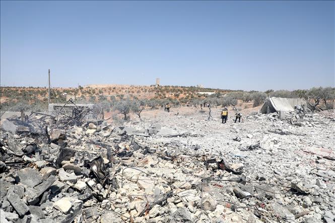 Cảnh tàn phá do xung đột tại Idlib, Syria. Ảnh: THX/TTXVN