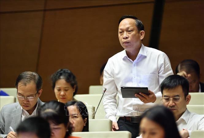 Đại biểu Quốc hội tỉnh Tây Ninh Nguyễn Đình Xuân phát biểu. Ảnh: Minh Đức - TTXVN