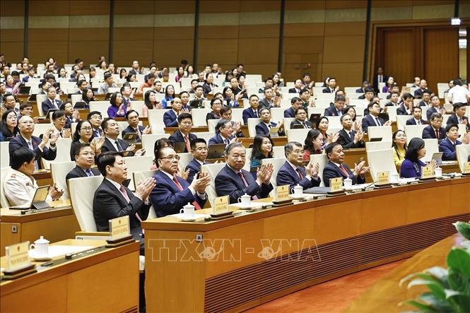 Tổng Bí thư, Chủ tịch nước Tô Lâm cùng các đồng chí lãnh đạo, nguyên lãnh đạo Đảng, Nhà nước dự. Ảnh: Doãn Tấn - TTXVN