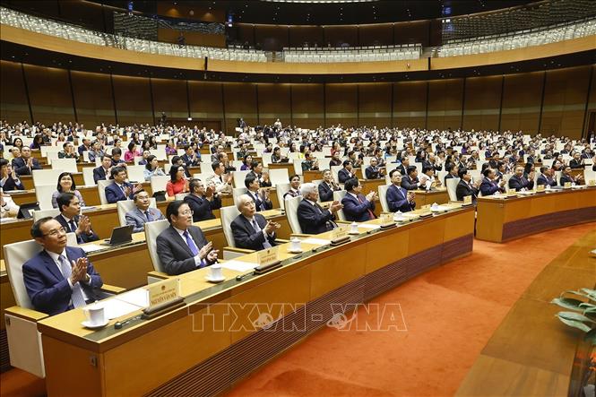 Tổng Bí thư, Chủ tịch nước Tô Lâm cùng các đồng chí lãnh đạo, nguyên lãnh đạo Đảng, Nhà nước dự. Ảnh: Doãn Tấn - TTXVN