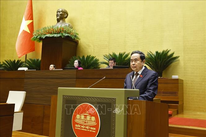 Chủ tịch Quốc hội Trần Thanh Mẫn phát biểu bế mạc Kỳ họp. Ảnh: Doãn Tấn - TTXVN