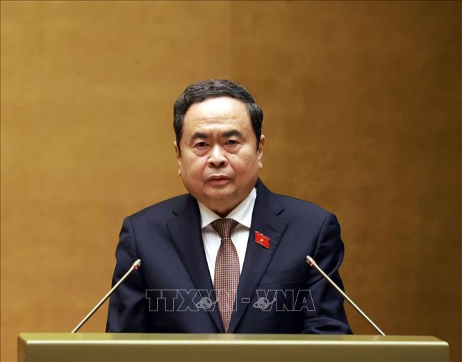 Chủ tịch Quốc hội Trần Thanh Mẫn phát biểu Bế mạc Kỳ họp thứ Nhất, Quốc hội khoá XVI. Ảnh: Tuấn Anh - TTXVN