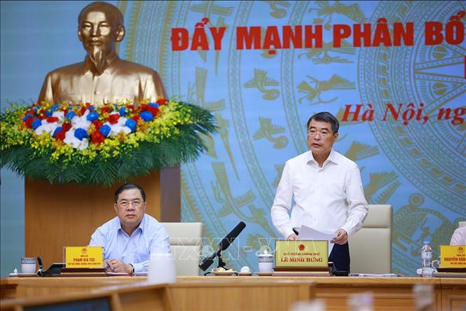 Thủ tướng Lê Minh Hưng kết luận Hội nghị toàn quốc đẩy mạnh phân bổ, giải ngân vốn đầu tư công năm 2026. Ảnh: Dương Giang – TTXVN
