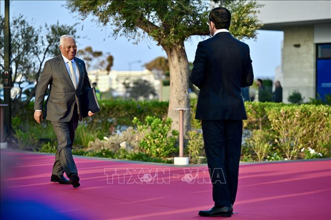 Chủ tịch Hội đồng châu Âu Antonio Costa tới dự Hội nghị thượng đỉnh EU ở Ayia Napa, CH Cyprus, ngày 23/4. Ảnh: THX/TTXVN