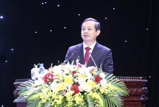 Chủ tịch UBND tỉnh Bắc Ninh Phạm Hoàng Sơn phát biểu. Ảnh: Thanh Thương- TTXVN