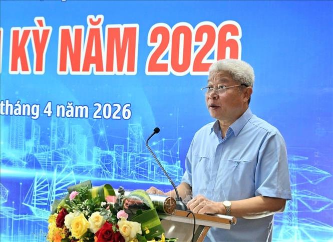 Thứ trưởng Bộ Nội vụ Nguyễn Mạnh Khương, Phó Chủ tịch Hội đồng quốc gia về an toàn, vệ sinh lao động phát biểu khai mạc. Ảnh: Chu Thanh Vân - TTXVN