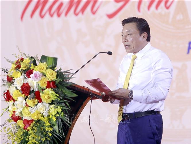 Phó Chủ tịch UBND tỉnh Phú Thọ Nguyễn Huy Ngọc phát biểu khai mạc chương trình. Ảnh: Hoàng Hùng -TTXVN