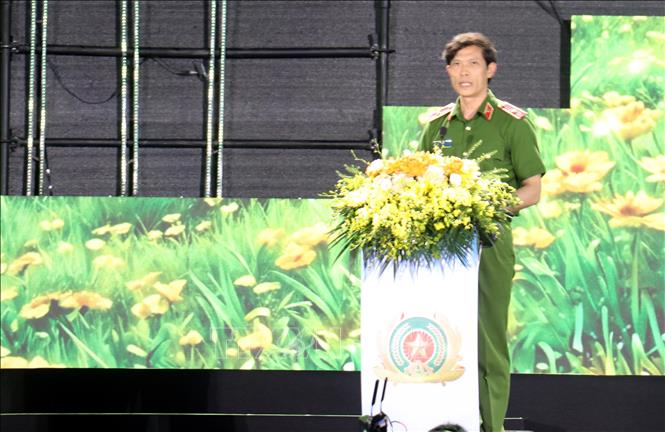 Thiếu tướng Ngô Thanh Bình, Cục Trưởng Cục Cảnh sát điều tra tội phạm về ma túy (Bộ Công an) phát biểu tại chương trình. Ảnh: Nguyễn Công Hải - TTXVN