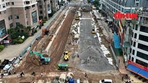 Toàn cảnh đường Vành đai 2,5 đoạn Cầu Giấy thi công theo lệnh khẩn cấp