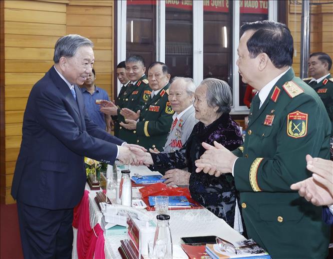 Tổng Bí thư, Chủ tịch nước Tô Lâm với các đại biểu dự buổi lễ. Ảnh: Thống Nhất – TTXVN