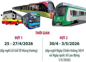 Nghỉ Lễ Giỗ Tổ, 30/4 và 1/5: Hà Nội miễn phí vé xe buýt, đường sắt đô thị