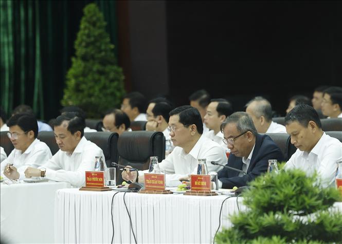 Các đại biểu tham dự buổi làm việc. Ảnh: Thống Nhất - TTXVN