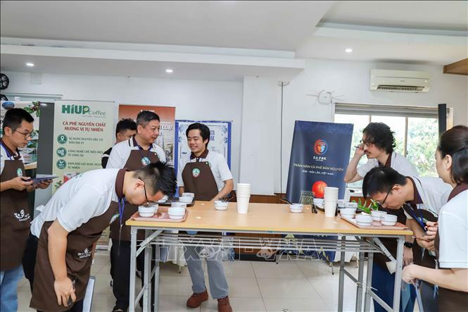 Ban Giám khảo làm việc tại vòng chung kết cuộc thi. Ảnh: TTXVN phát