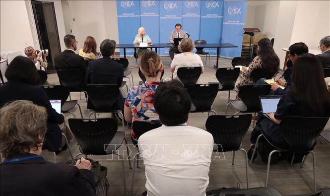 Quang cảnh buổi họp báo của UNODA tại trụ sở LHQ. Ảnh: Thanh Tuấn - Phóng viên TTXVN tại Mỹ