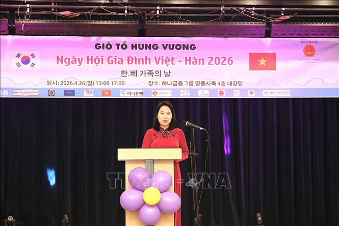 Bà Nguyễn Thị Thái Bình, Tham tán Công sứ, Đại sứ quán Việt Nam tại Hàn Quốc phát biểu . Ảnh: Khánh Vân - PV TTXVN tại Hàn Quốc 