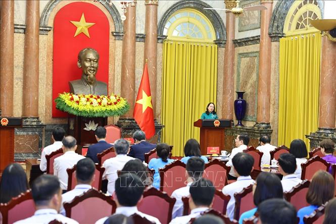 Phó Chủ tịch nước Võ Thị Ánh Xuân phát biểu. Ảnh: Minh Đức – TTXVN