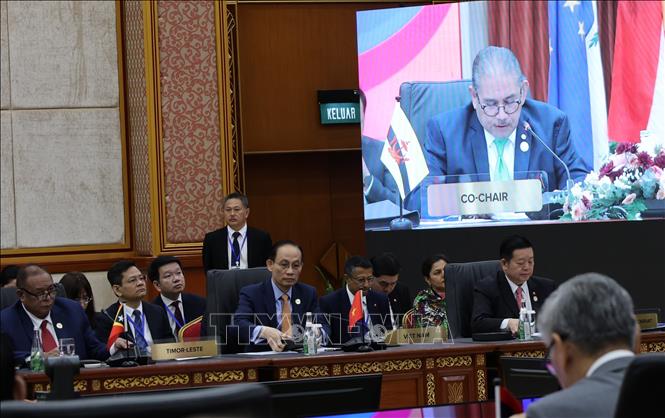 Ủy viên Bộ Chính trị, Bộ trưởng Ngoại giao Lê Hoài Trung dự Hội nghị AEMM lần thứ 25. Ảnh: Bùi Hoàn - PV TTXVN tại Malaysia