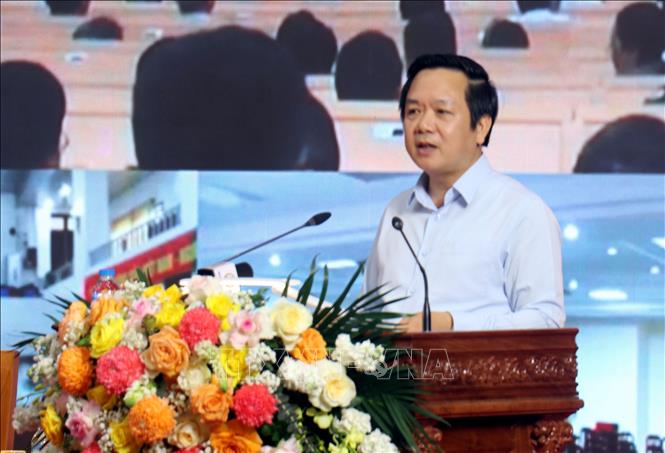 Đồng chí Phạm Quang Ngọc, Ủy viên Trung ương Đảng, Bí thư Tỉnh ủy Hưng Yên phát biểu tại hội nghị. Ảnh: Nguyễn Công Hải - TTXVN