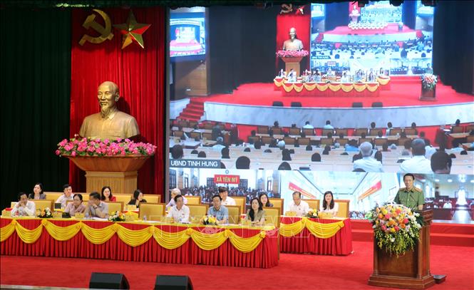  Đại tướng Lương Tam Quang, Ủy viên Bộ Chính trị, Bộ trưởng Bộ Công an phát biểu tại hội nghị tiếp xúc cử tri. Ảnh: Nguyễn Công Hải - TTXVN
