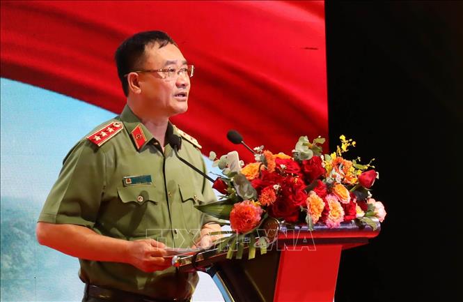 Thượng tướng Phạm Thế Tùng, Ủy viên Trung ương đảng, Thứ trưởng bộ công an phát biểu khai mạc chương trình chuỗi sự kiện tại Đà Nẵng. Ảnh: Trần Lê Lâm - TTXVN