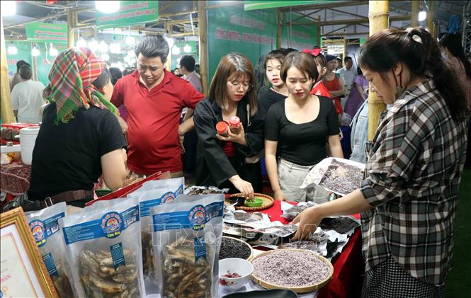 Đông đảo người dân tham quan, mua sắm các sản phẩm tại hội chợ. Ảnh: Trần Trang-TTXVN 
