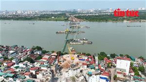 Hà Nội đẩy nhanh thi công cầu Trần Hưng Đạo vượt sông Hồng