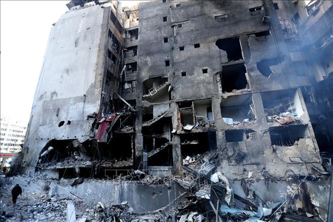 Cảnh đổ nát ở thủ đô Beirut, Liban sau các vụ oanh kích của Israel, ngày 9/4/2026. Ảnh: THX/TTXVN