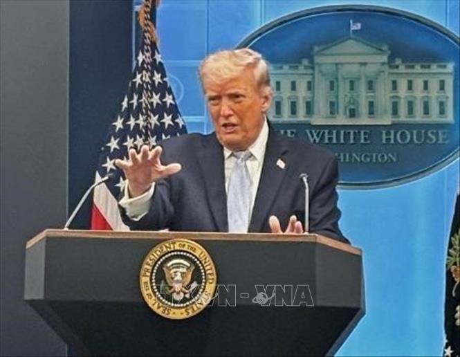 Tổng thống Mỹ Donald Trump phát biểu tại Nhà Trắng. Ảnh: Kyodo/TTXVN