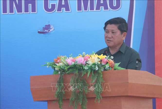 Phó Chủ tịch UBND tỉnh Cà Mau Lê Văn Sử phát biểu. Ảnh: Tuấn Phi - TTXVN