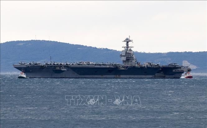 Tàu sân bay USS Gerald R. Ford trên Biển Adriatic, phía bắc Địa Trung Hải, ngày 28/3/2026. Ảnh: Reuters/TTXVN