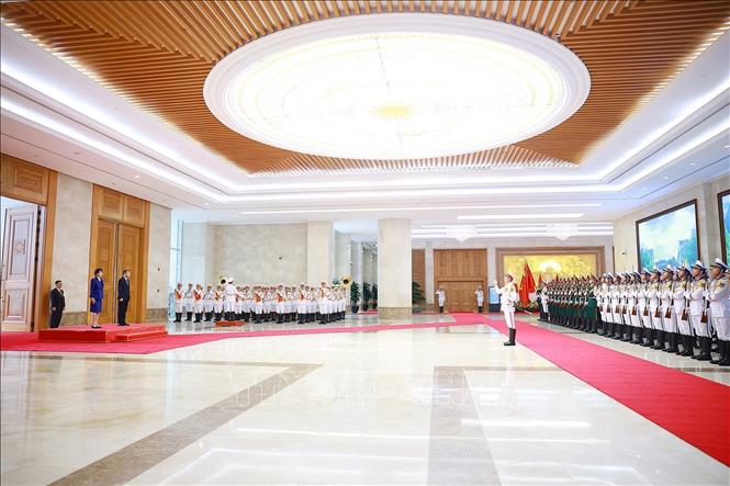 Lễ đón Thủ tướng Nhật Bản Takaichi Sanae thăm chính thức Việt Nam. Ảnh: Dương Giang – TTXVN
