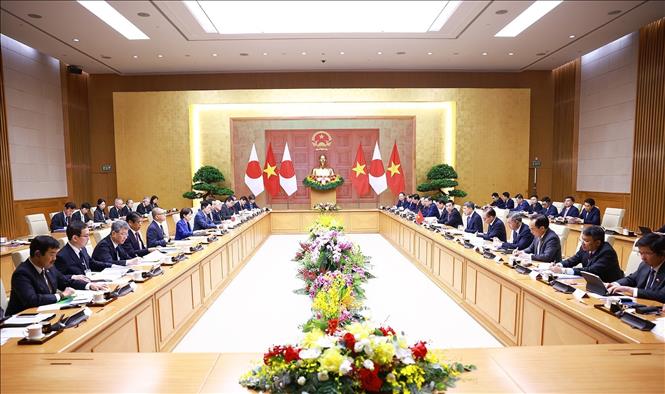 Thủ tướng Lê Minh Hưng hội đàm với Thủ tướng Nhật Bản Takaichi Sanae. Ảnh: Dương Giang – TTXVN 
