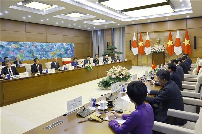 Chủ tịch Quốc hội Trần Thanh Mẫn hội kiến Thủ tướng Nhật Bản Takaichi Sanae. Ảnh: Doãn Tấn – TTXVN