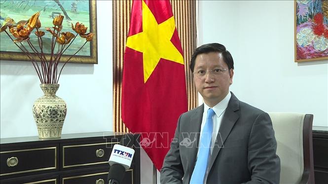 Đại sứ Nguyễn Thanh Hải trả lời phỏng vấn của phóng viên TTXVN. Ảnh: Quang Trung - PV TTXVN tại Ấn Độ