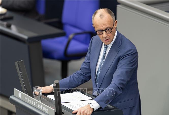 Thủ tướng Đức Friedrich Merz phát biểu tại Berlin. Ảnh: THX/TTXVN