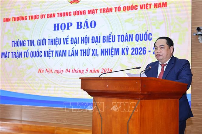 Đồng chí Nguyễn Tuấn Anh,  Phó Trưởng ban Ban Tuyên giáo Cơ quan Ủy ban Trung ương MTTQ Việt Nam thông tin về công tác chuẩn bị và tổ chức Đại hội đại biểu toàn quốc MTTQ Việt Nam lần thứ XI, nhiệm kỳ 2026 – 2031. Ảnh: Minh Đức - TTXVN

