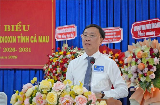Chủ nhiệm Uỷ ban Kiểm tra Tỉnh uỷ Cà Mau Huỳnh Hữu Trí phát biểu chỉ đạo tại Đại hội. Ảnh: Huỳnh Anh - TTXVN