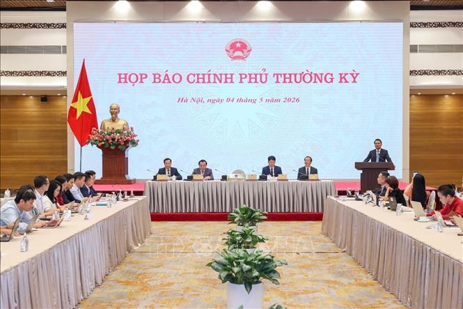 Họp báo Chính phủ thường kỳ tháng 4/2026. Ảnh: TTXVN