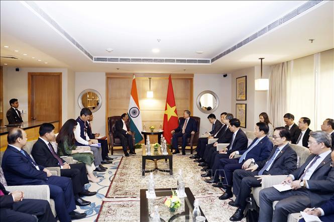 Tổng Bí thư, Chủ tịch nước Tô Lâm tiếp Cố vấn An ninh Quốc gia Ấn Độ Ajit Doval. Ảnh: Thống Nhất – TTXVN