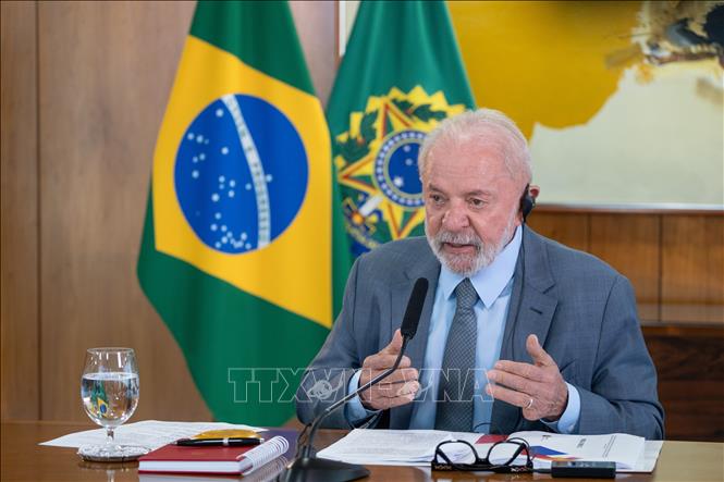 Tổng thống Brazil Lula da Silva phát biểu tại Brasilia. Ảnh: THX/TTXVN