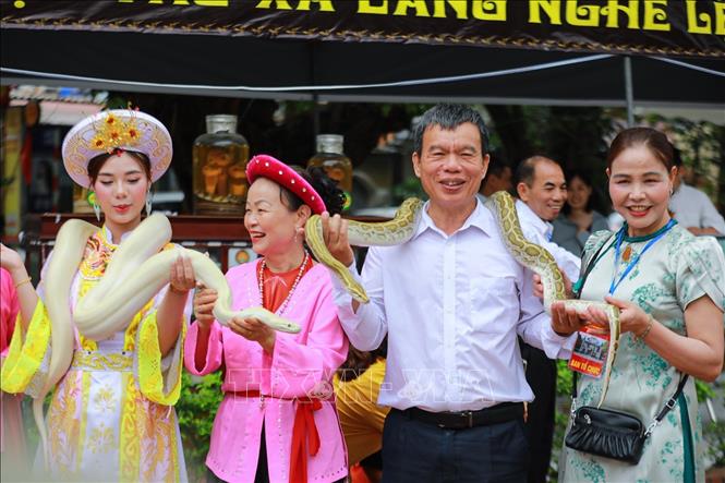 Rắng, trăn luôn là tâm điểm của Lễ hội làng Lệ Mật. Ảnh: Khánh Hoà - TTXVN